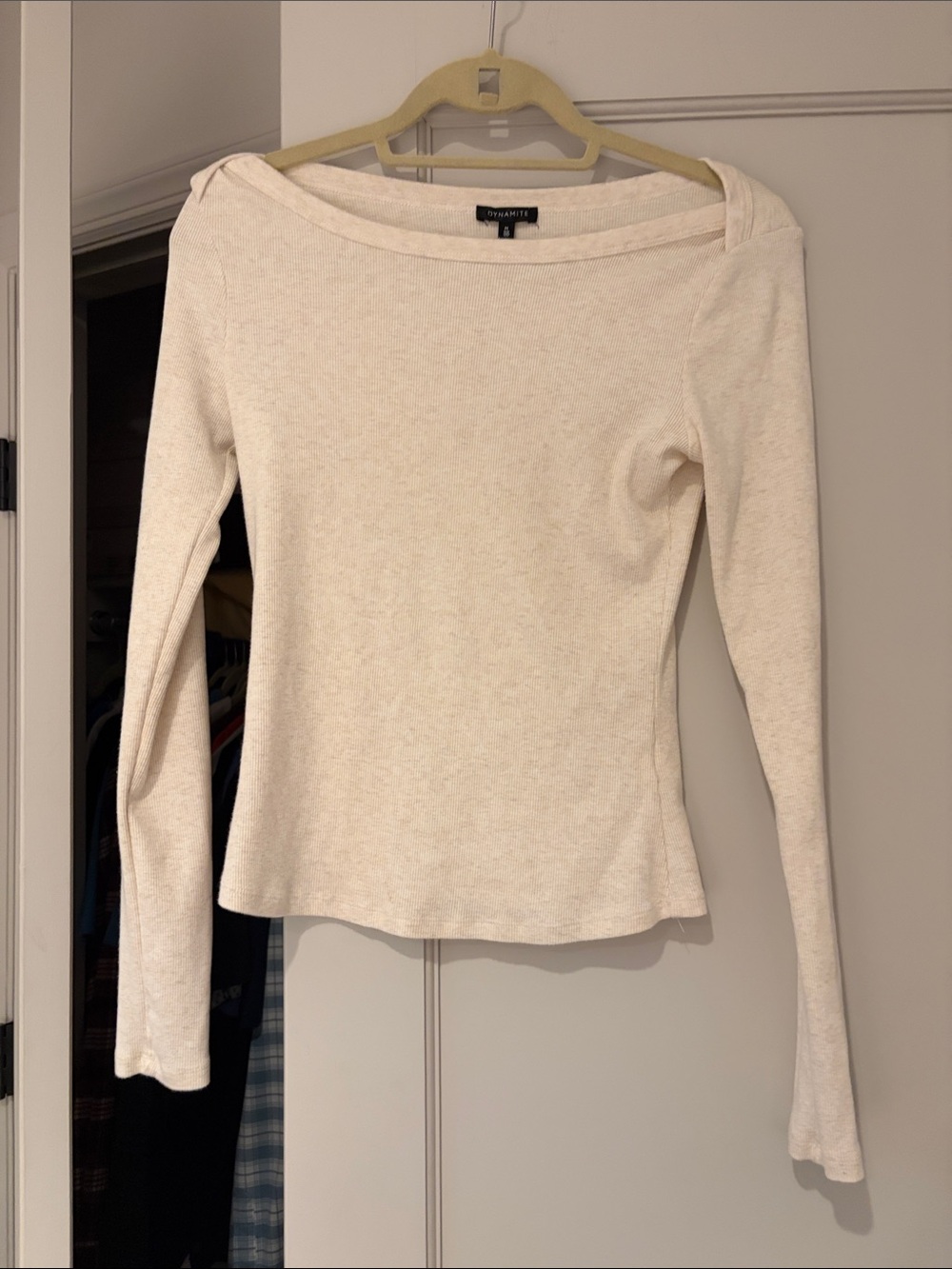 Dynamite Cream Long Sleeve Boatneck Top